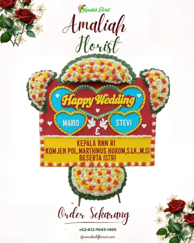 Karangan Papan Bunga Pernikahan di Rumoin